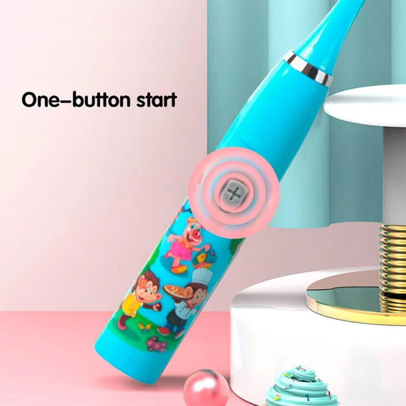 Kids Sonic Electric Toothbrush – Soft Bristles, IPX6, 6 Brush Heads