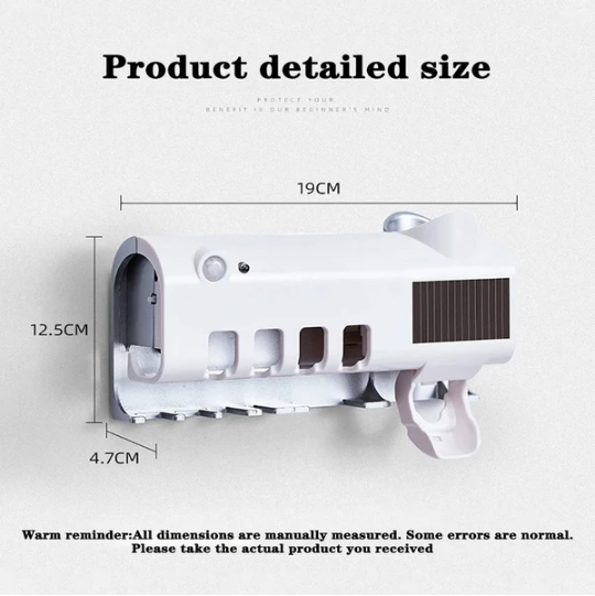 UV Toothbrush Holder & Automatic Toothpaste Dispenser – Wall-Mount Set