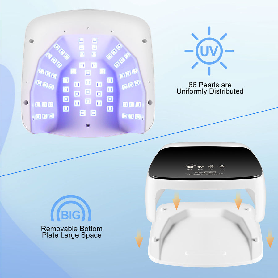 Cordless UV LED Nail Lamp – 66 Beads, Auto Sensor, Rechargeable