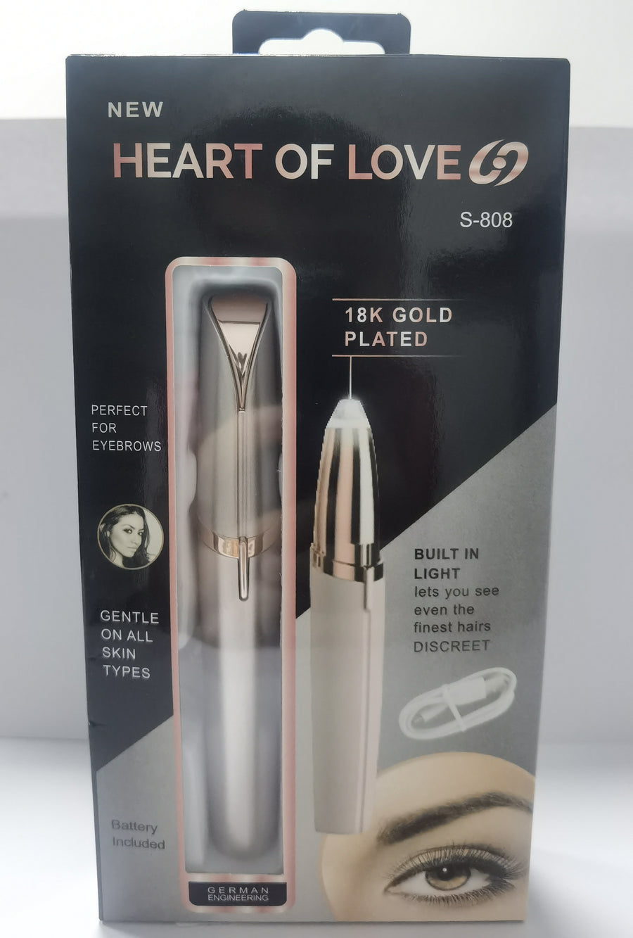 Mini Facial Hair Remover & Brow Trimmer Pen – Painless, USB, LED Light