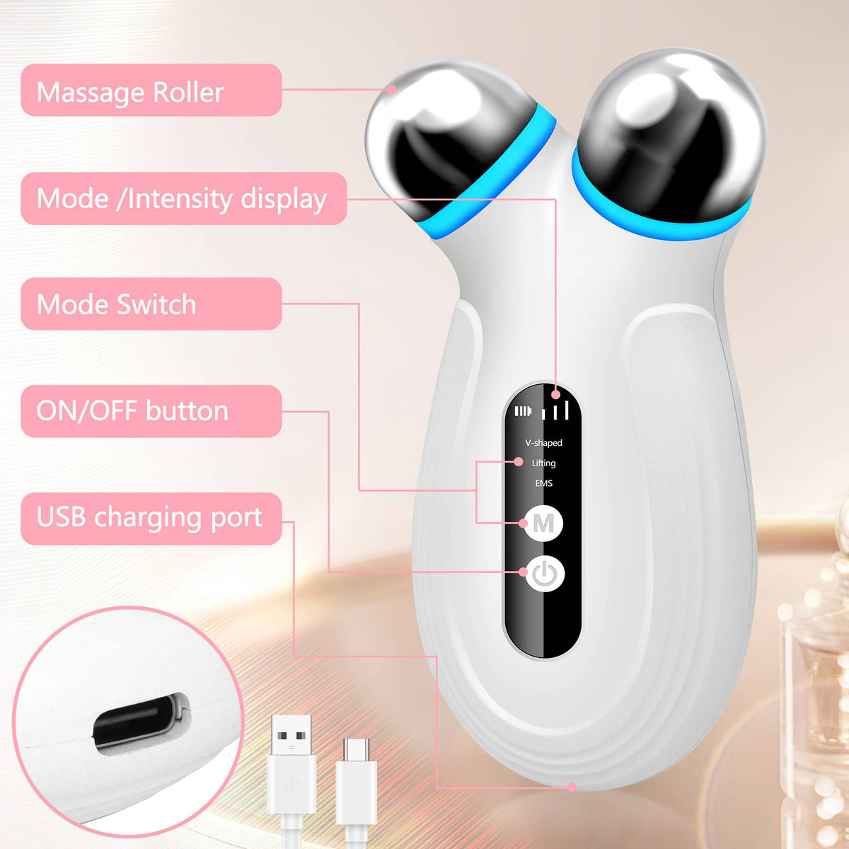 Microcurrent Face Lift Device – Anti-Aging Skin Tightening & Contouring Tool