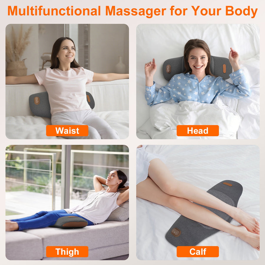 Heated Lumbar Massage Pillow – Memory Foam Back Support with Vibration