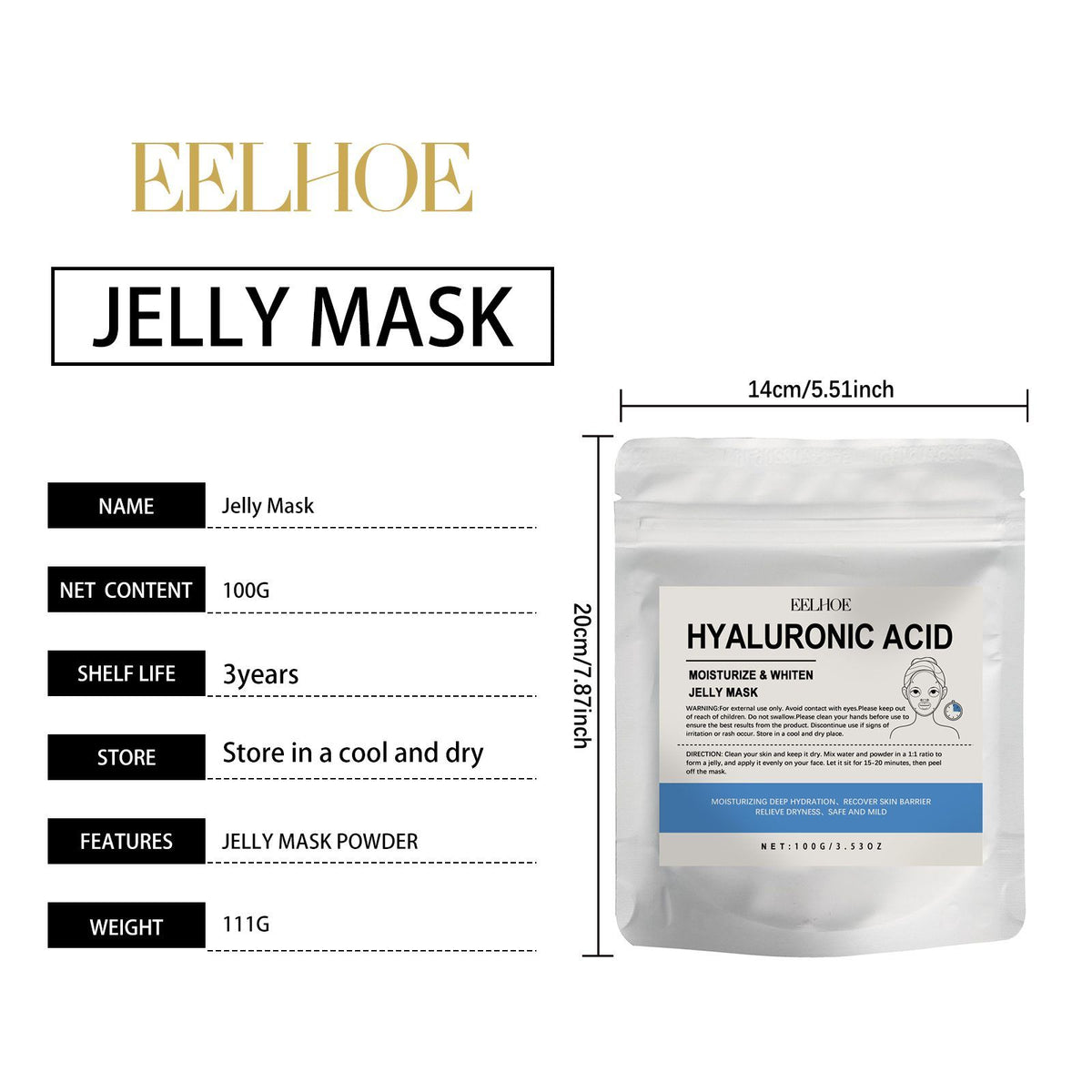 Hyaluronic Acid Face Mask – Deep Hydration & Plumping Moisture Boost, 100g