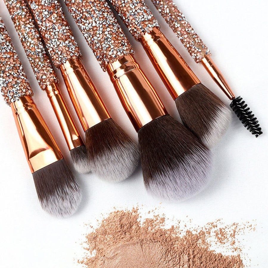 10-Piece Crystal Makeup Brush Set – Face & Eye