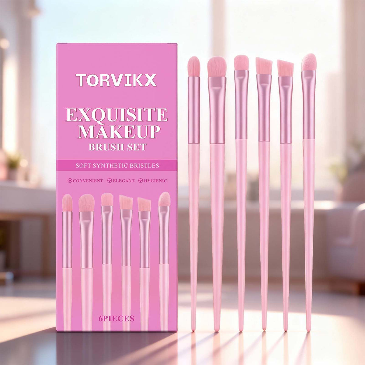 6-Piece Makeup Brush Set – Soft Face & Eye Brushes