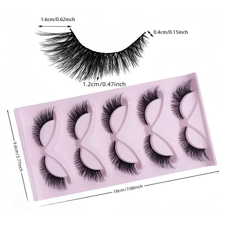 Wispy Cat-Eye False Lashes 15 Pairs – Fluffy 3D Clear-Band Lashes
