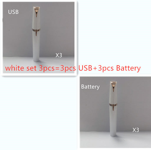 Mini Facial Hair Remover & Brow Trimmer Pen – Painless, USB, LED Light