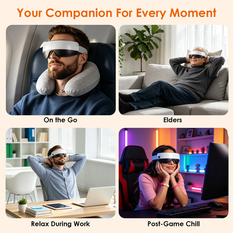 Heated Compression Eye Massager – Music, 4 Modes, Auto Timer