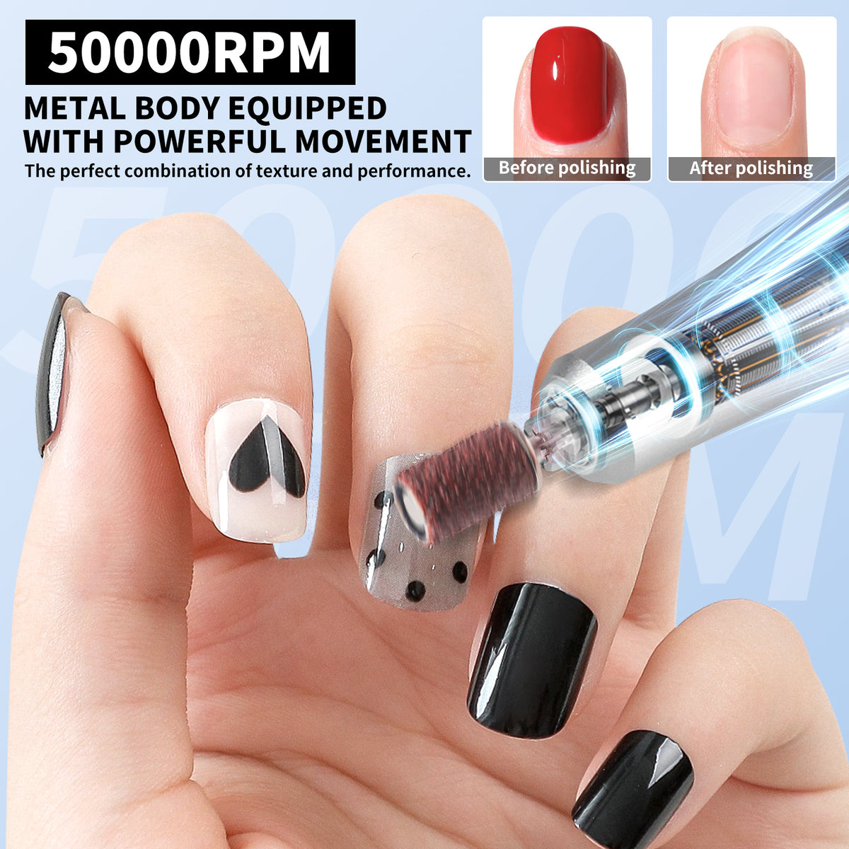 Cordless Electric Nail Drill Kit – 50000RPM Rechargeable E-File
