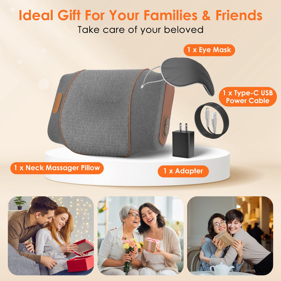 3-in-1 Heated Neck Massager Pillow – Air Compression & Vibration, Timer