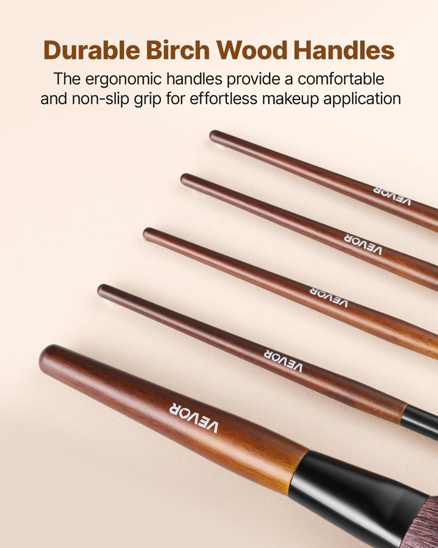 9-Piece Vegan Makeup Brush Set with Travel Bag