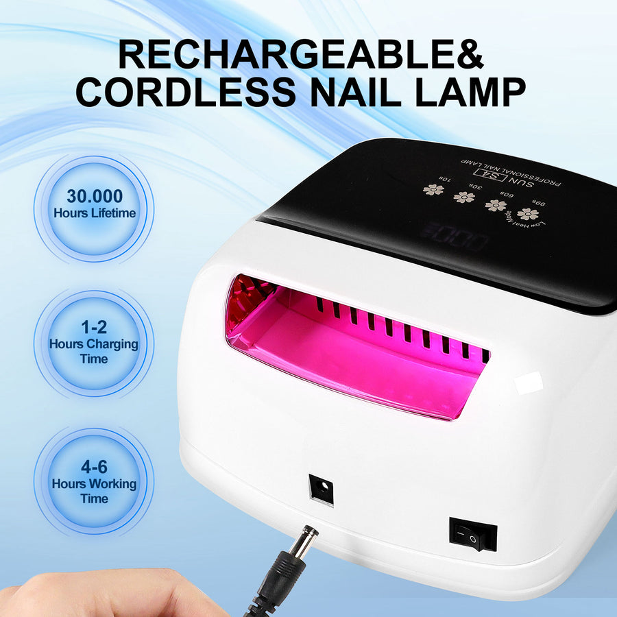 Cordless UV LED Nail Lamp – 66 Beads, Auto Sensor, Rechargeable