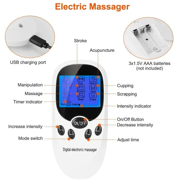 Dual-Channel EMS Pulse Massager – Rechargeable Muscle Relaxation Device