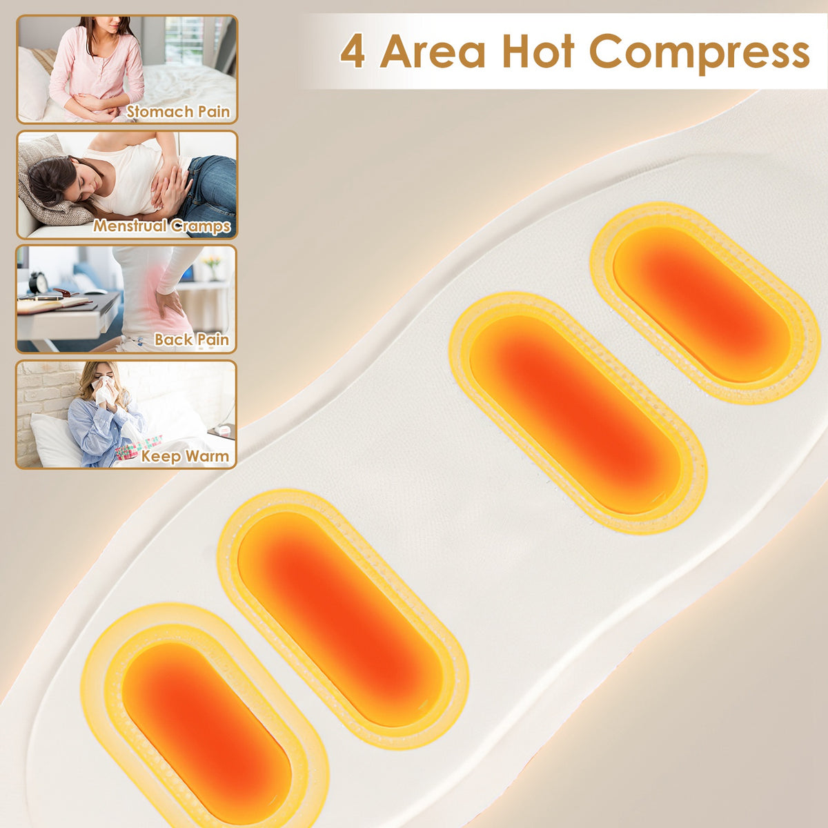 Cordless EMS Lower Back Heating Massager – 8 Modes, 3 Heat Levels, Remote