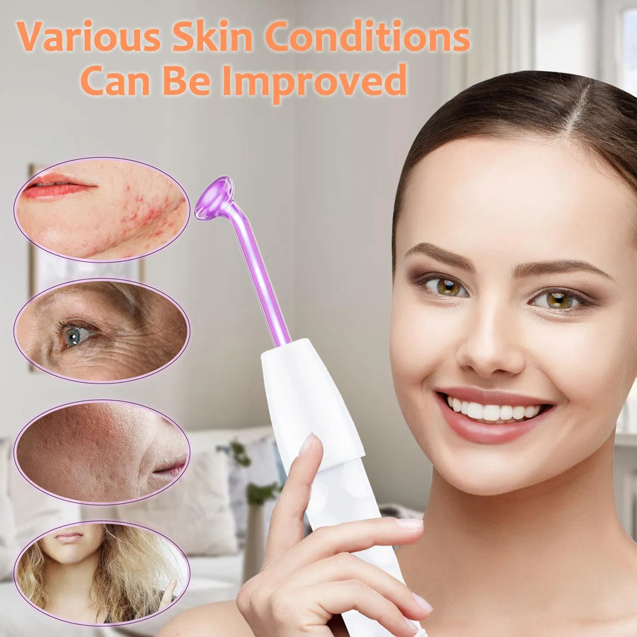 4-in-1 High Frequency Facial Wand – Violet Glow Skin Toning & Smoothing Device
