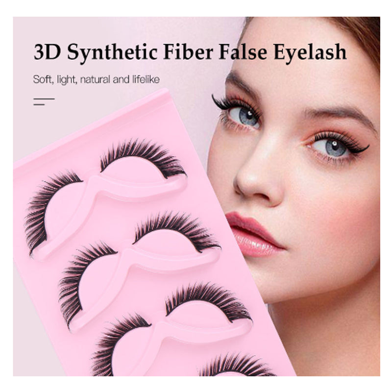 Wispy Cat-Eye False Lashes 15 Pairs – Fluffy 3D Clear-Band Lashes