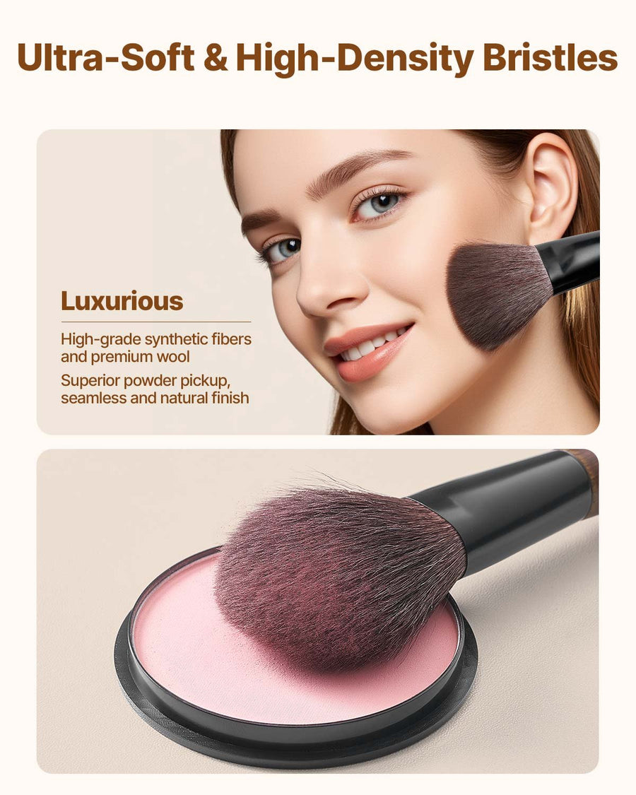 9-Piece Vegan Makeup Brush Set with Travel Bag