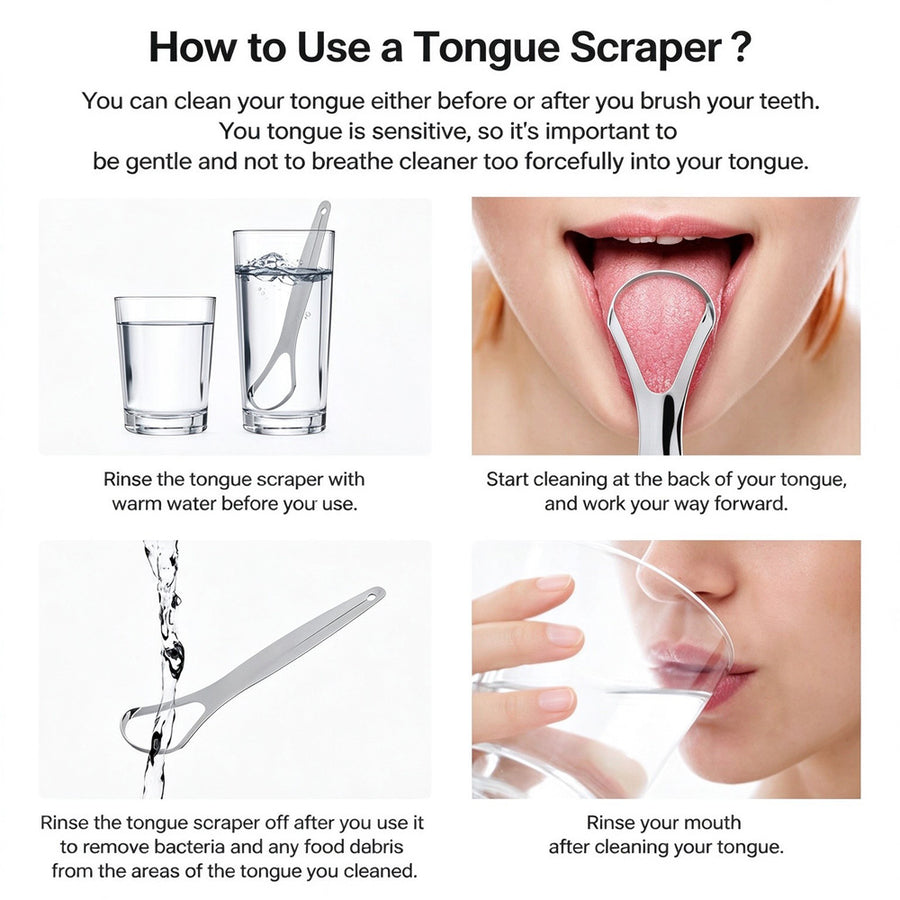Stainless Steel Tongue Scraper 3-Pack – Fresh Breath Oral Care Tool