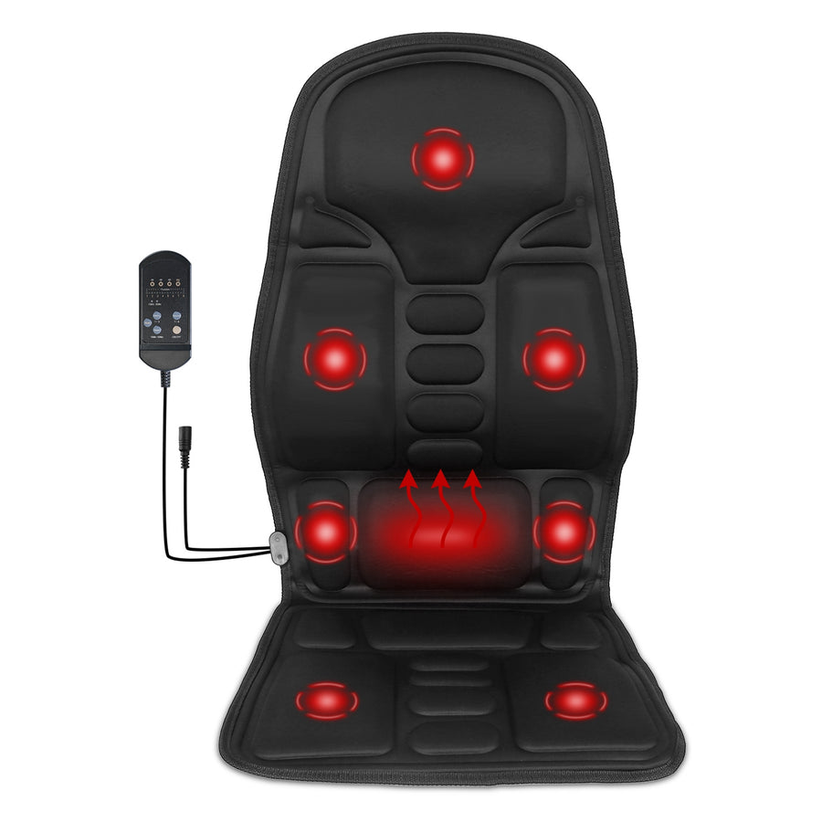 Heated Back Massager Seat Cushion – 8 Vibration Modes, Home & Car